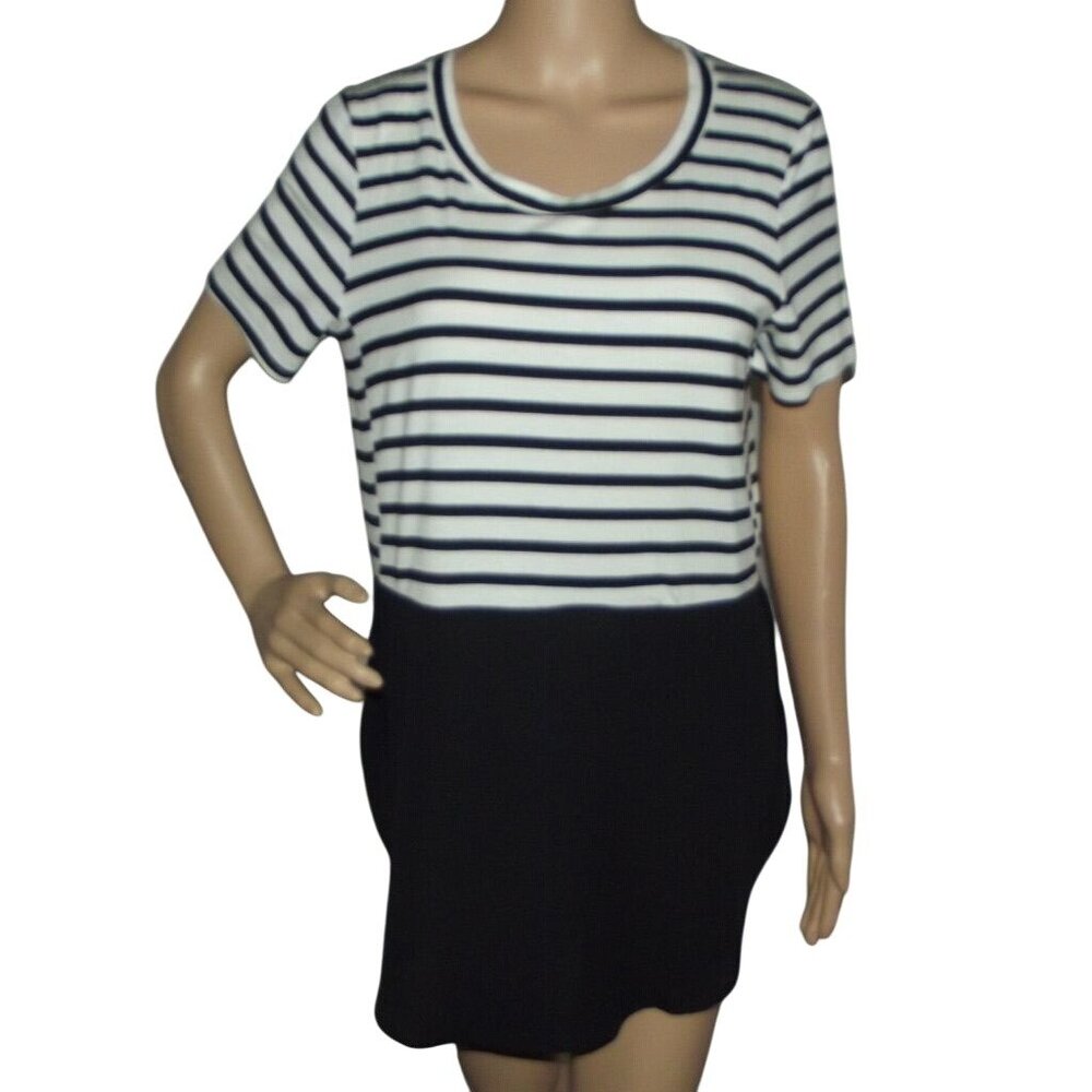 Agnes&Dora Tunic Top Womens Small striped colorblock black white long shirt tail